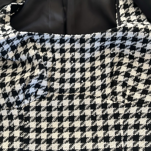 Jason Wu 2 Piece Crop Jacket Matching Sleeveless Top Black/White Check Sequins - Picture 5 of 10